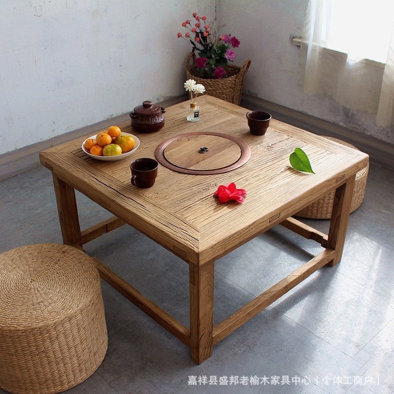 Стол для барбекю Old Elm простой ретро уличный чайный стол квадратный из массива дерева стол для барбекю стол для хот-пота