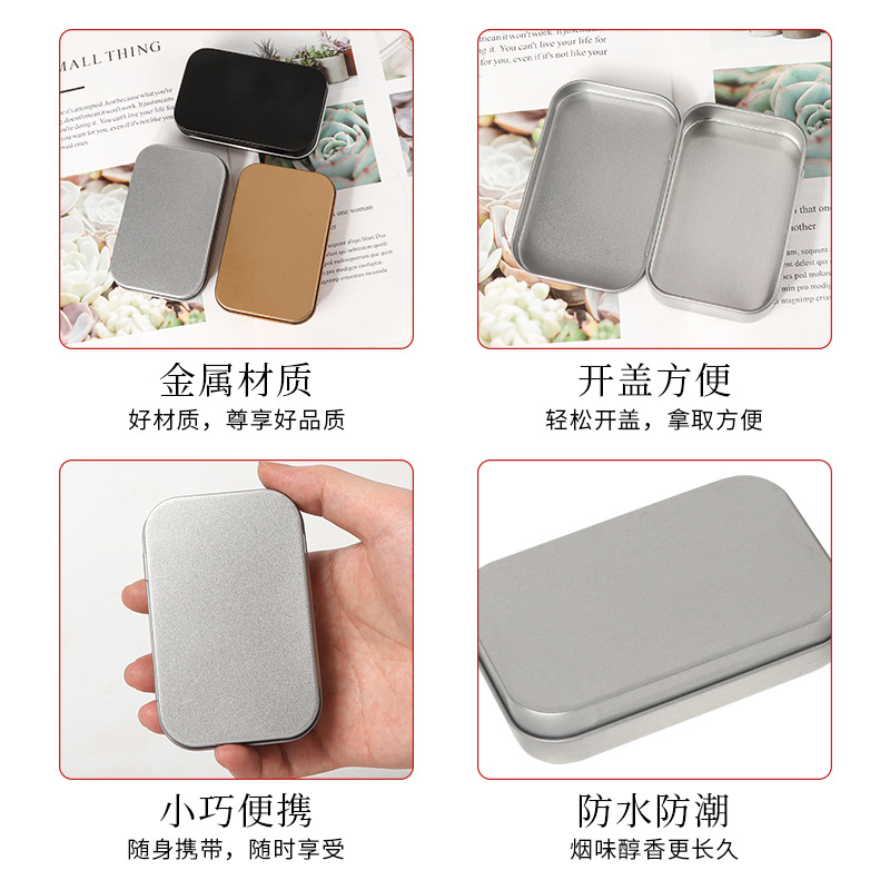 Tinplate Tobacco Box, Compact, Portable, Waterproof and Moisture-Proof, Multi-Functional Storage Tobacco Box, Rounded Corner Design Tobacco Box