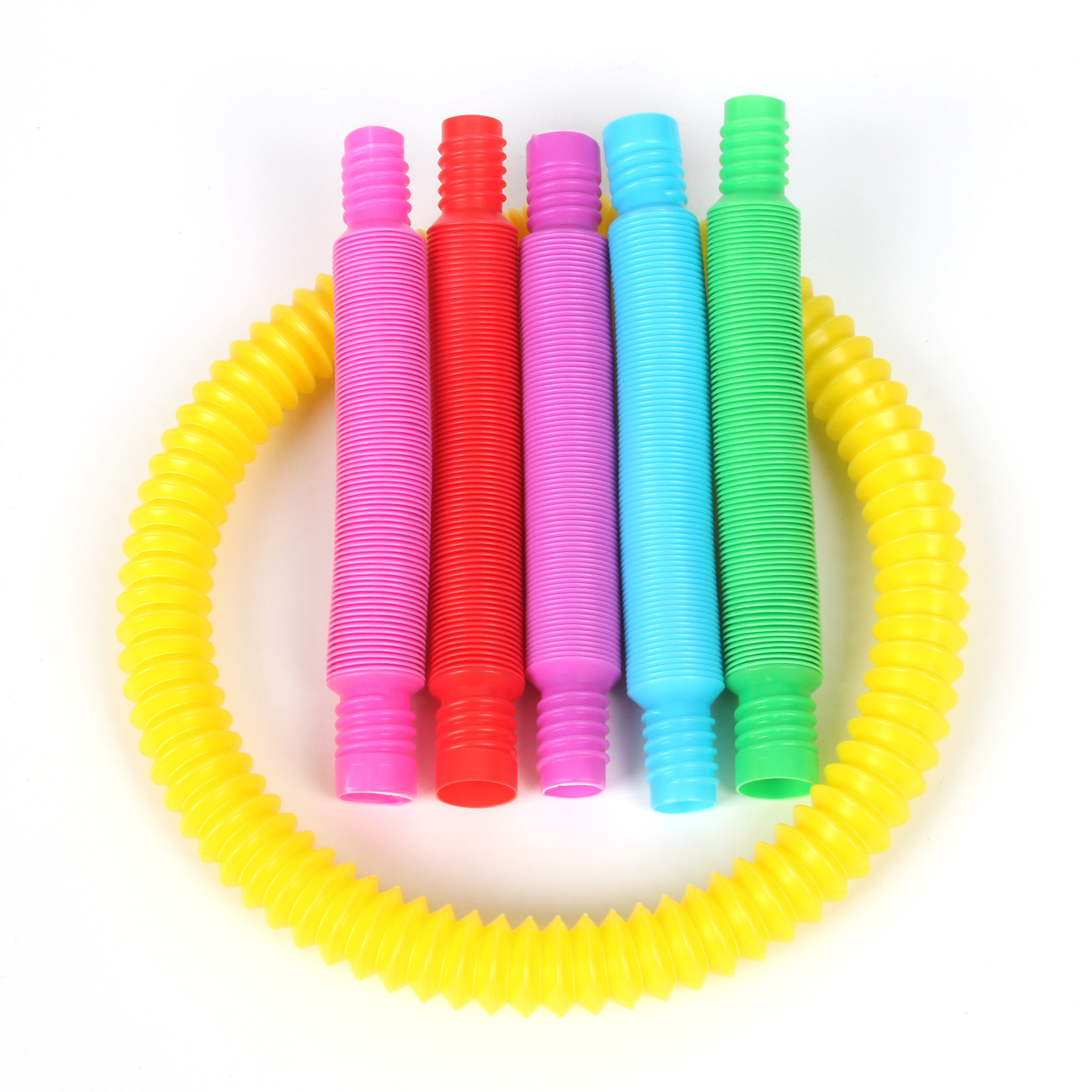Cross-Border Poptube Colorful Stretch Plastic Tube Corrugated Decompression Tube Vent Telescopic Tube Decompression Toy Wholesale