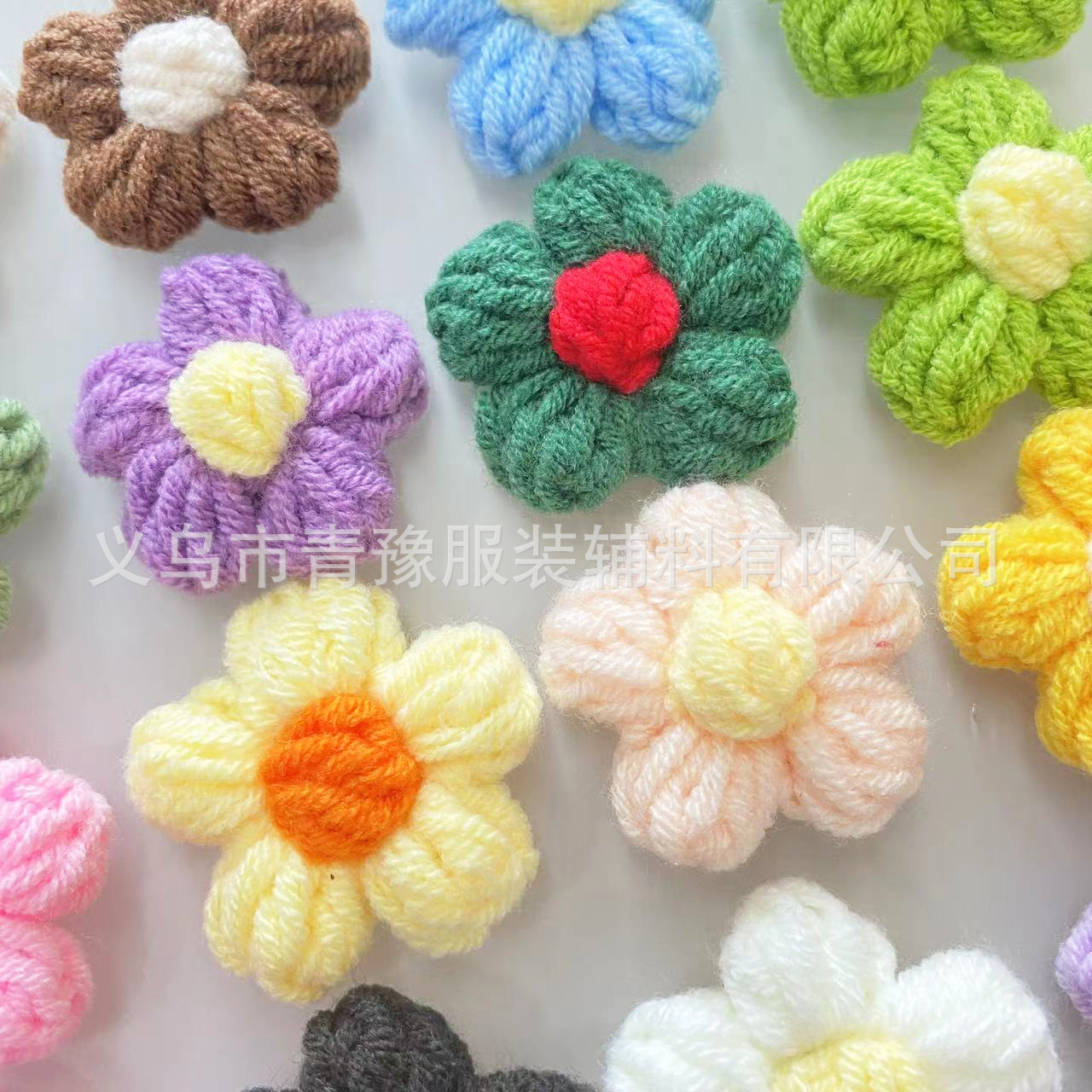 Spot Puff Flower DIY Hand-Knitted Wool Flower Knitted Small Flower Clothing Bag Socks Jewelry Accessories
