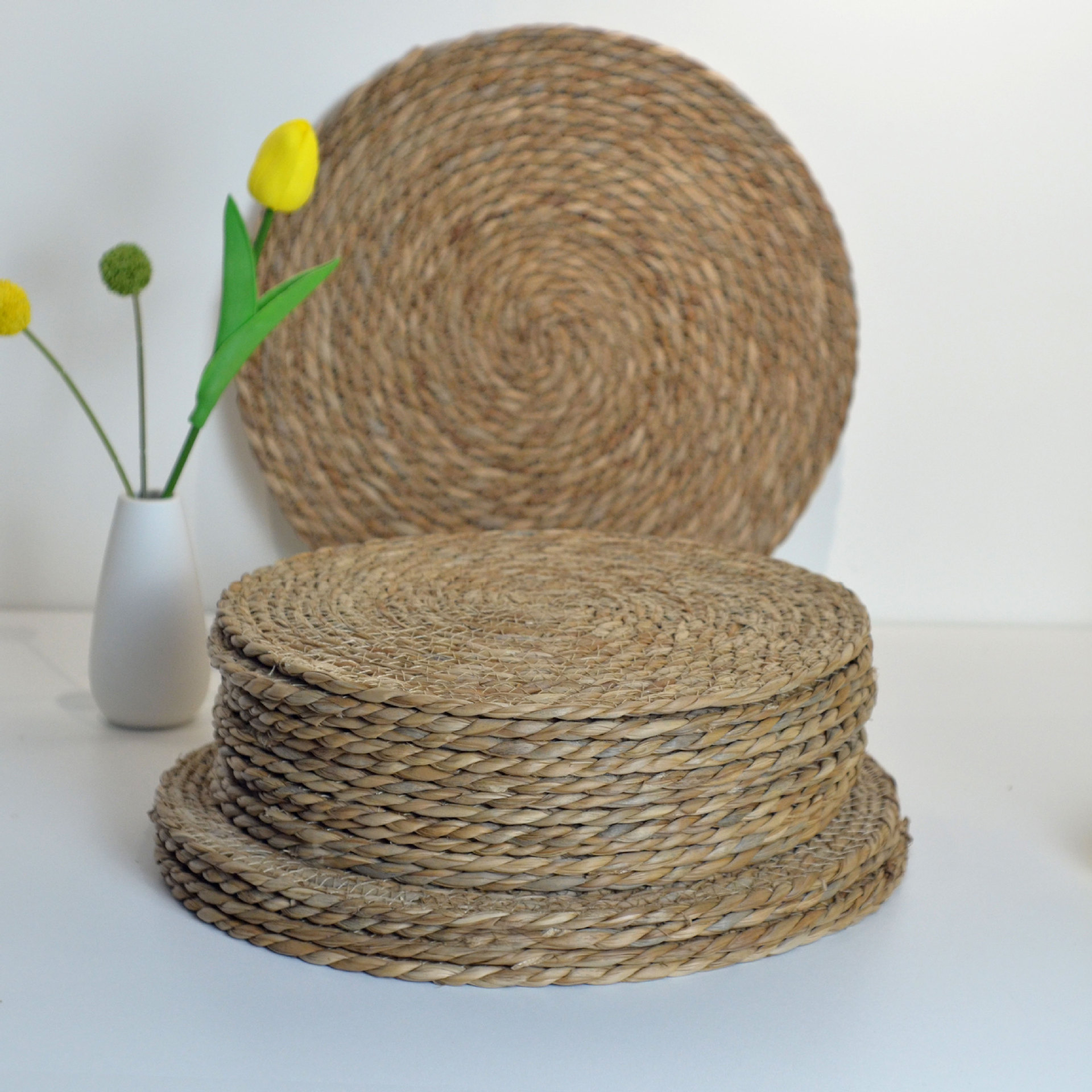 Соломенные подставки, изоляционные коврики, ручная работа, подставки и соусники