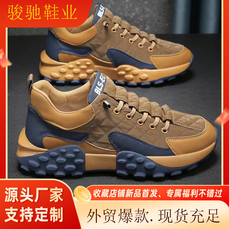Foreign Trade Wholesale 2025 New Men's Shoes Breathable Sports Shoes Korean Style Low-Top Running Shoes Trendy Thick-Soled Dad Shoes