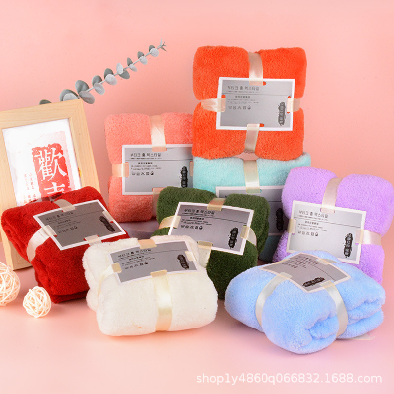 Souvenir Square Coral Velvet Towel Wedding Return Gift Wedding Shop Gift Box with Birthday Business Creative Gift Batch