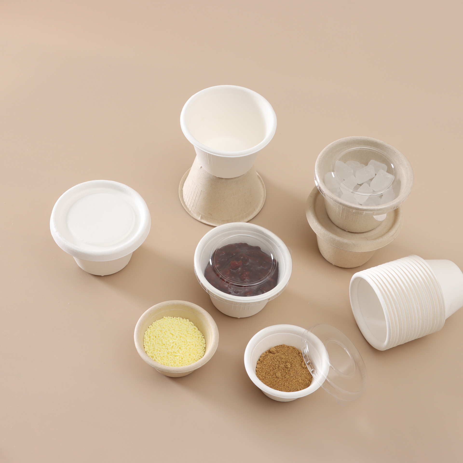 Biodegradable Pulp Tasting Cup 2 oz Sugarcane Bagasse Sauce Cup 4 oz Ice Cream Cup Disposable Sauce Box