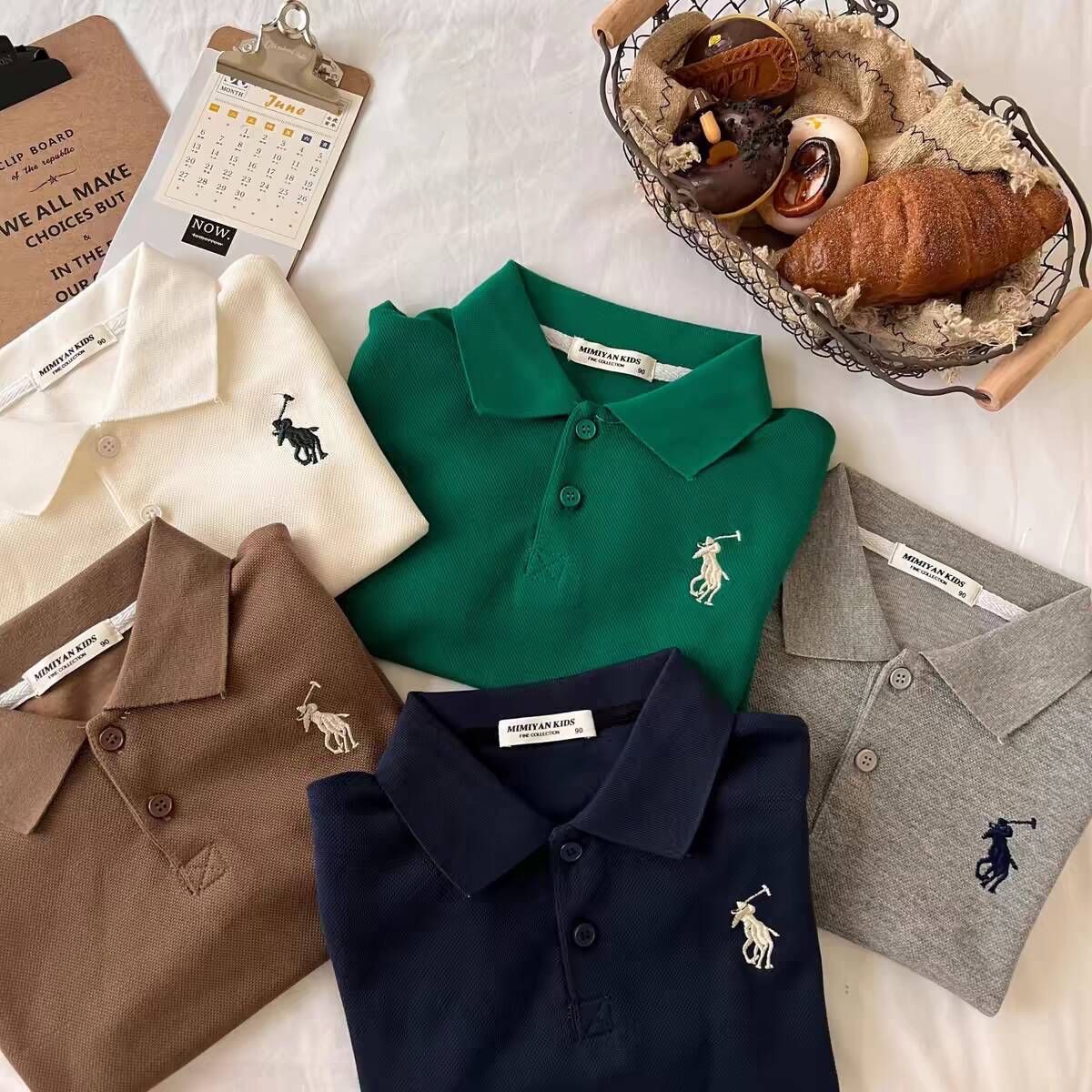 Children's Long-Sleeved Polo Shirt 2025 Spring & Fall Boys' Embroidered Lapel Long-Sleeved Loose Bottoming Baby Tops Wholesale