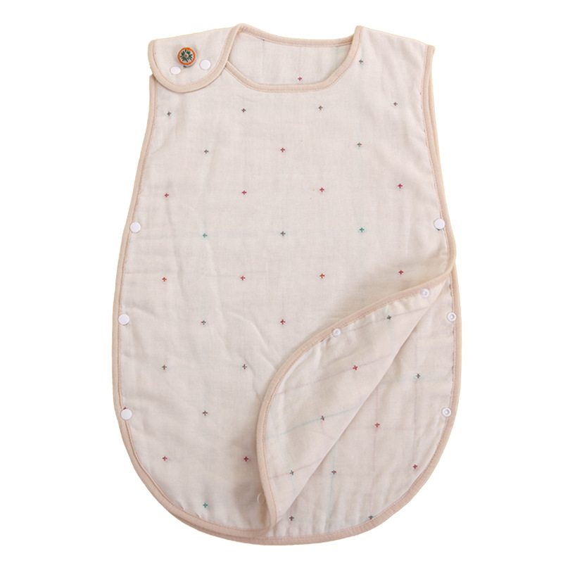 Six-layer gauze sleeping bag baby kick-proof blanket to accompany him baby vest two pieces vest Japanese mushroom Indian