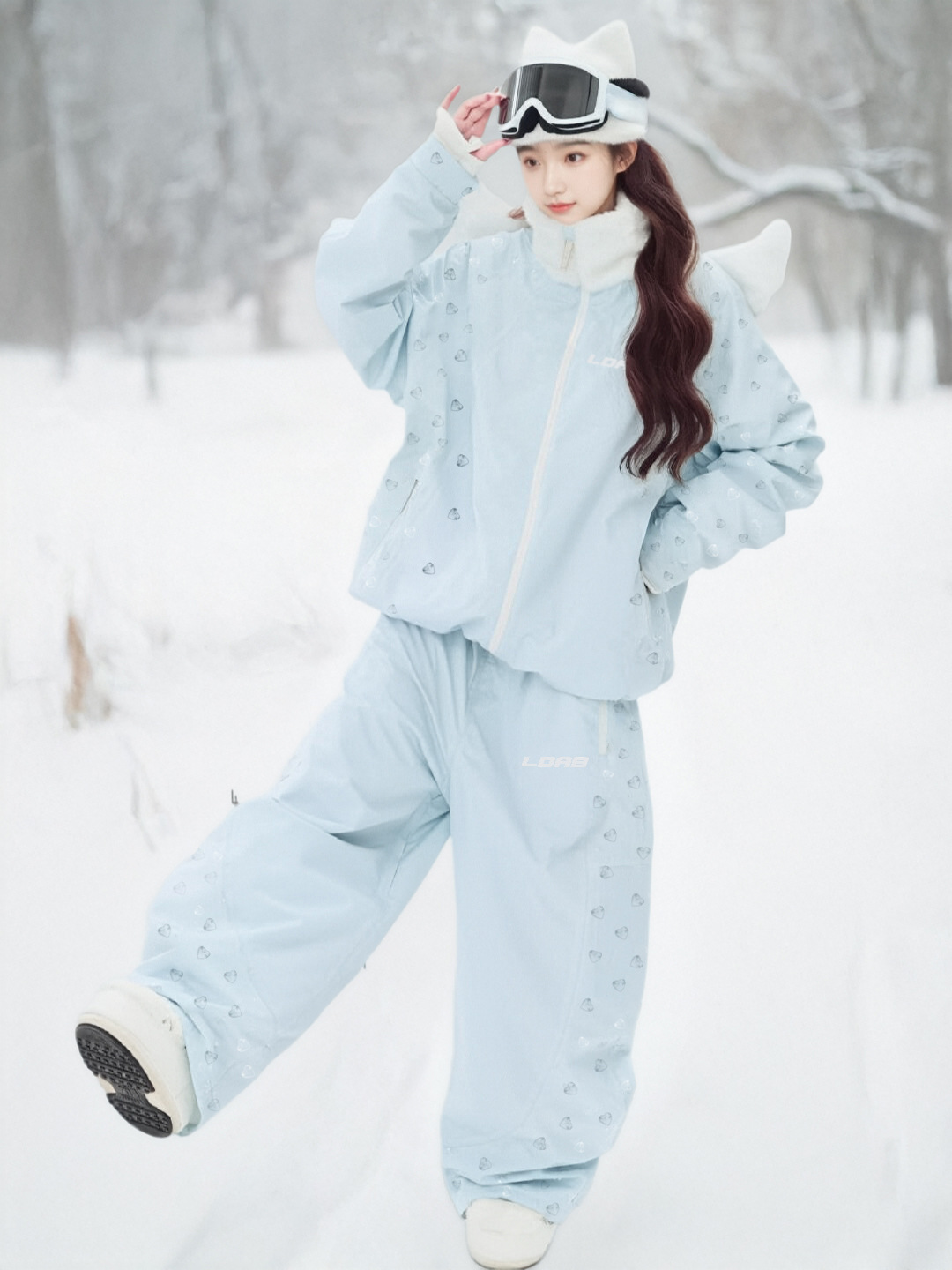 Fuyan Blue Ski Suit Women's 2025 Winter New Windproof, Cold-Proof and Wear-Resistant Professional Snowboard Snow Suit Equipment