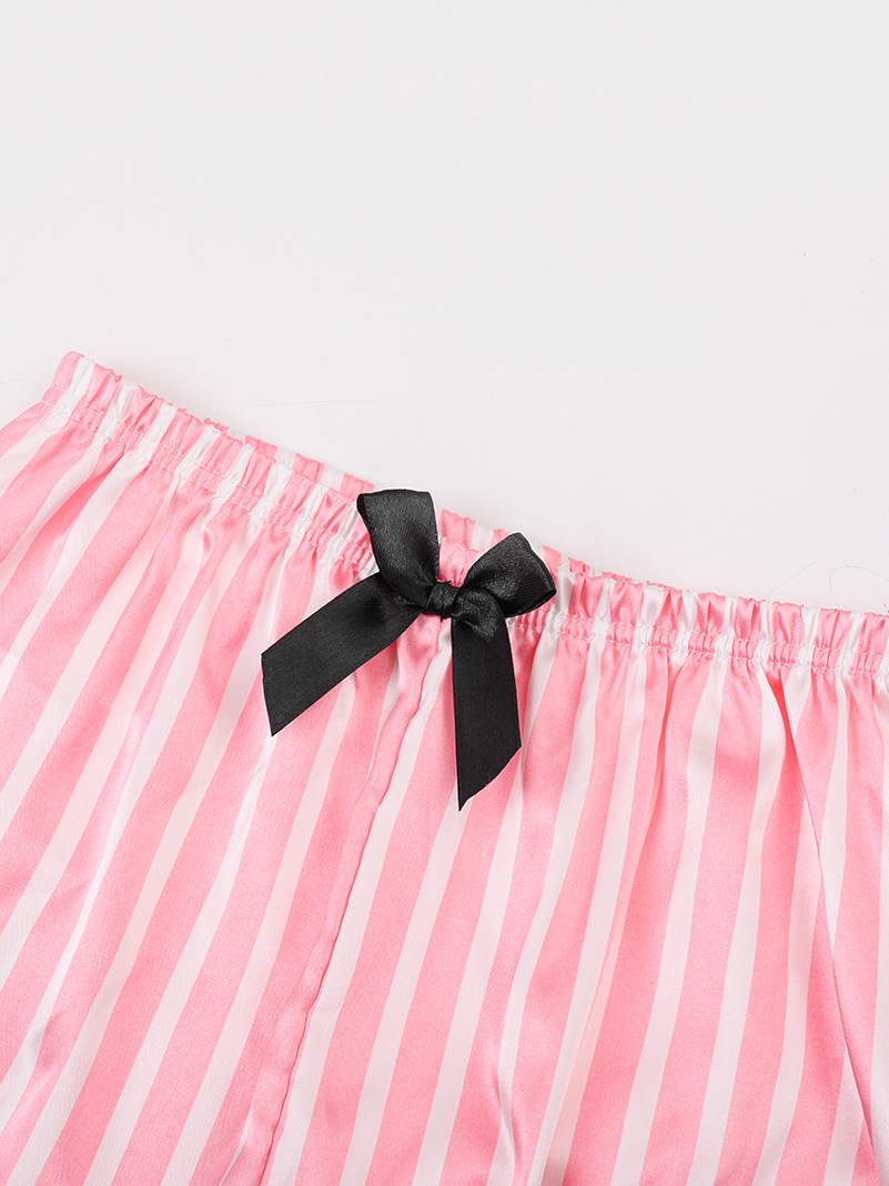 Factory Direct Supply Cross-border Ozon Four Seasons Children's Simulation Silk Stripe Pajamas Seven-piece Home Clothes suit