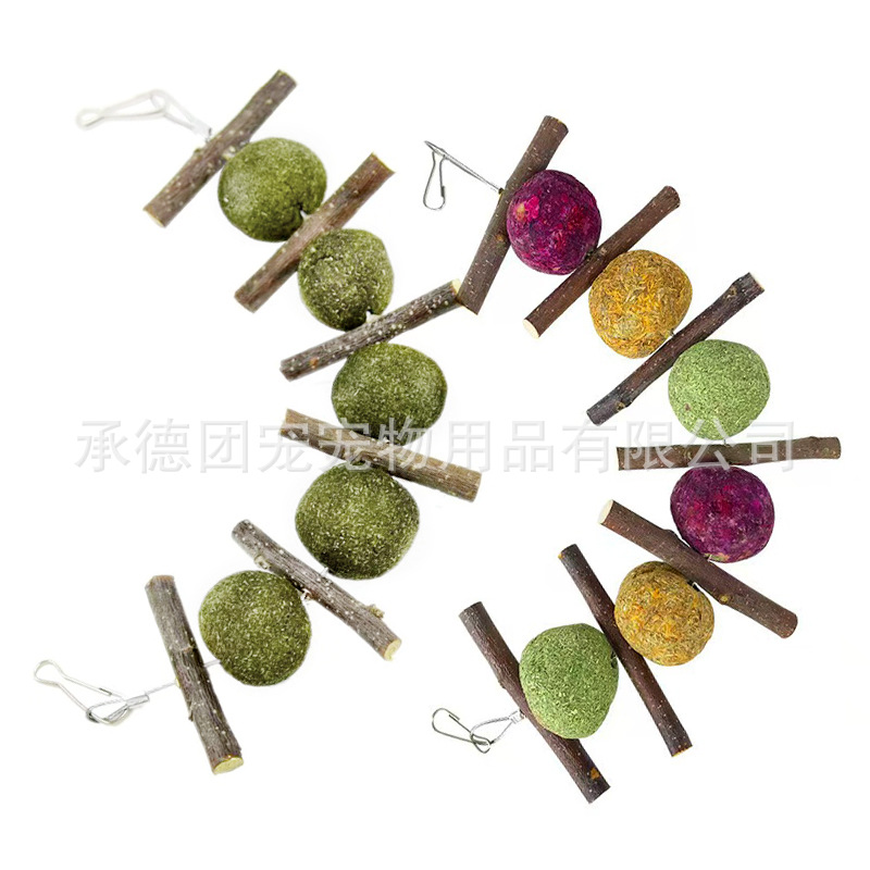 Flowers, Grass Balls, Teething Skewers, Chinchillas, Rabbits, Guinea Pigs, Hamsters, Teething Snacks, Pet Teething Skewers, Fixed Hanging Skewers