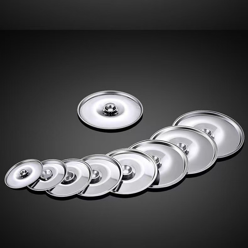 Stainless steel lid 10-34cm barrel lid Universal round seasoning jar lid oil drum lid small pot lid basin lid taste cup lid