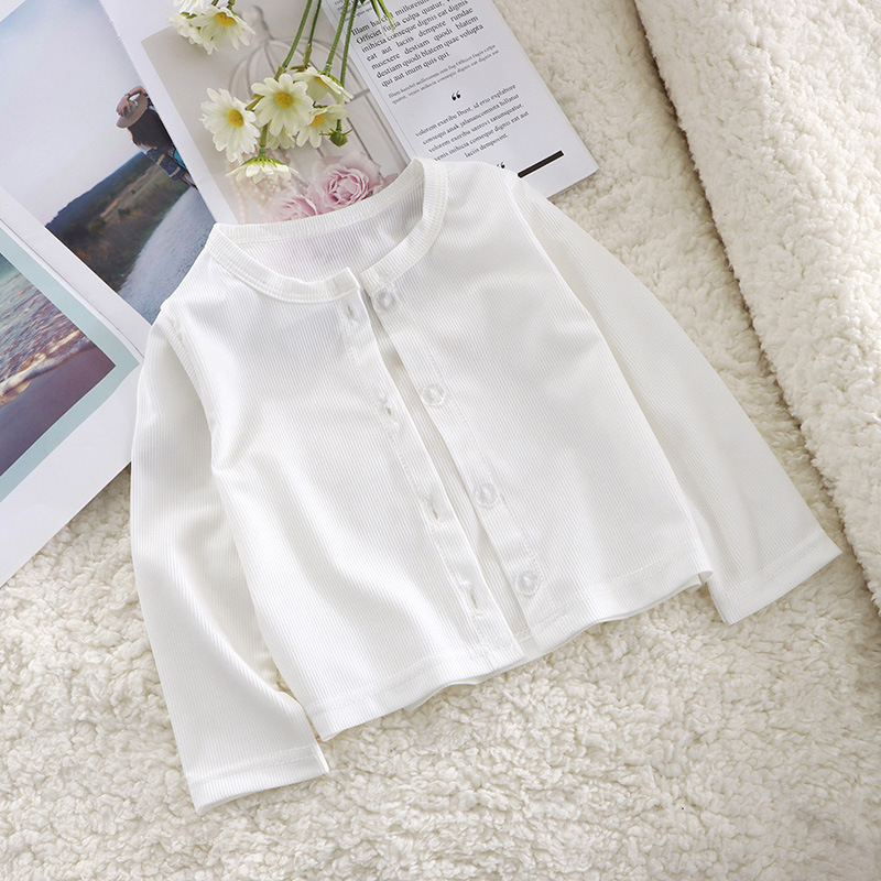 Girls Long-Sleeved T-Shirt Summer Baby Girl Cardigan Top Korean Style Girl Candy Color Jacket Ice Silk Sun Protection Clothing Thin