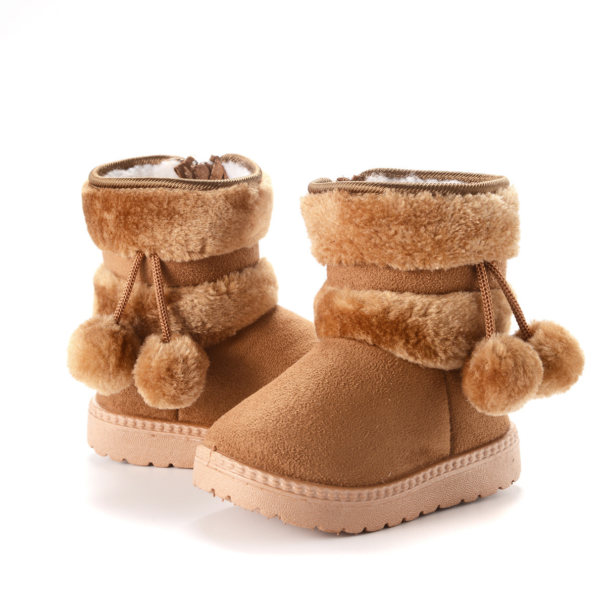 Cross-Border Children's Shoes 2025 Pom-Pom Snow Boots Thickened Children's Warm Winter Cotton Shoes Manufacturer Wholesale Dropshipping