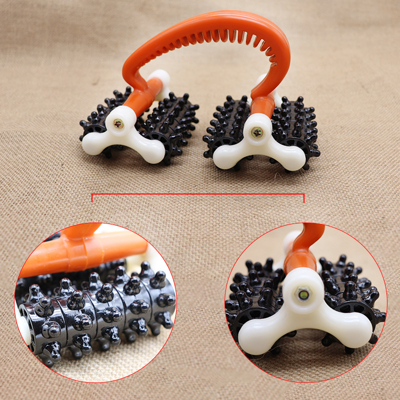 221 manual massager four-wheel massage stick whole body waist back acupuncture point roller moon car foot leg Meridian
