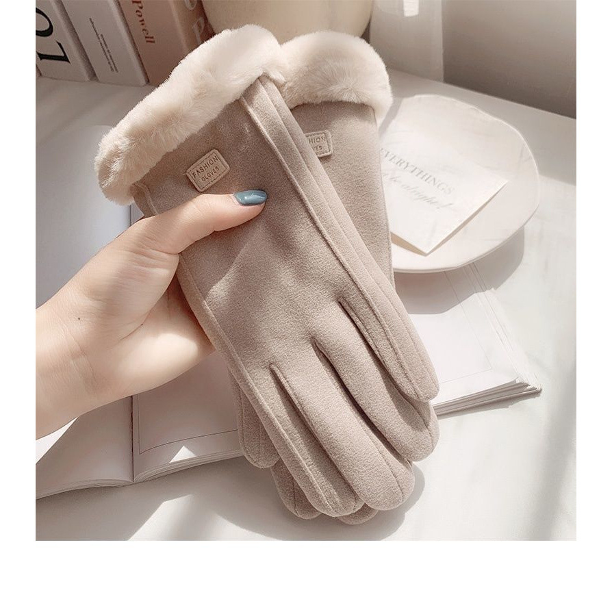 Gloves for Women in Autumn and Winter, Fleece-Lined, Thickened, Warm, Long Style for Students, Women's Winter Cycling Windproof and Cold-Proof Gloves