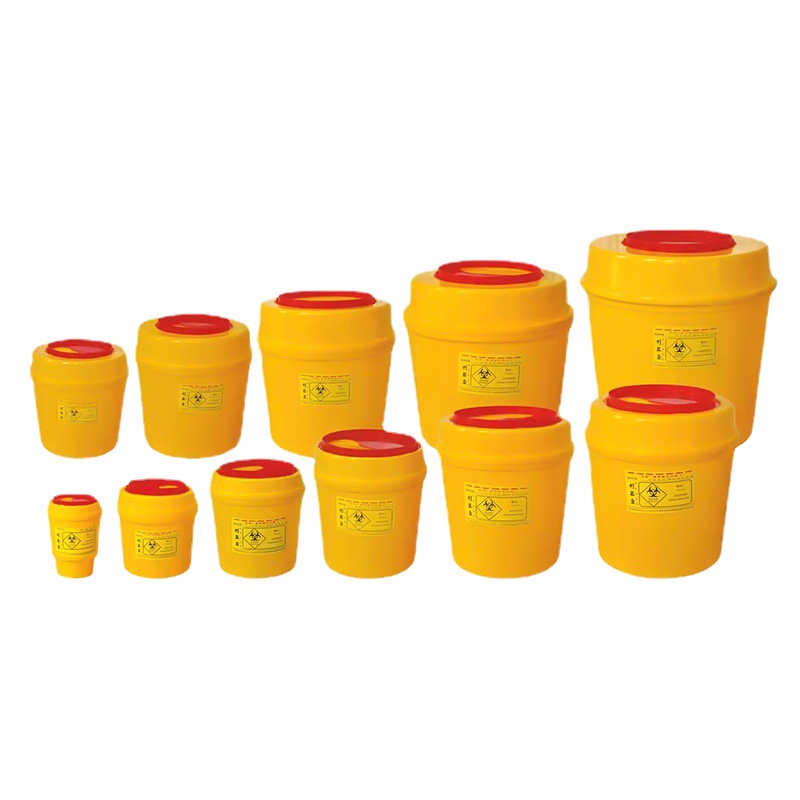 Round Sharp Box Large Plastic Sharp Box Disposable Sharp Box Wholesale Plastic Bucket Round Yellow Sharp Box