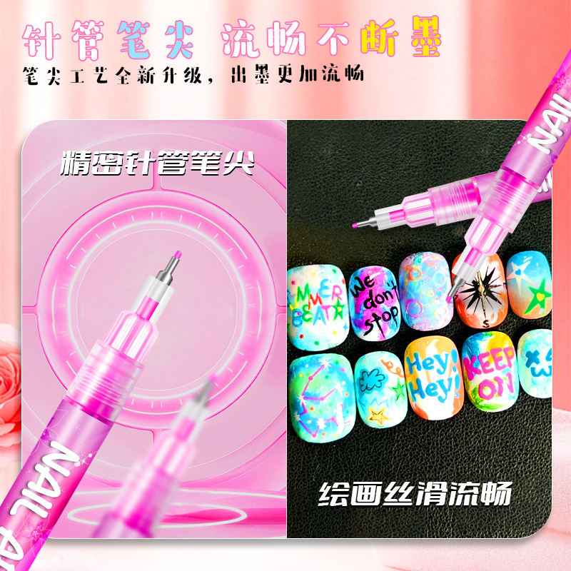 DIY Nail Art Pen Set Nail Tips Line Drawing Nail Dotting Nail Acrylic Paint Liner Pen Nail Polish Gel Pen