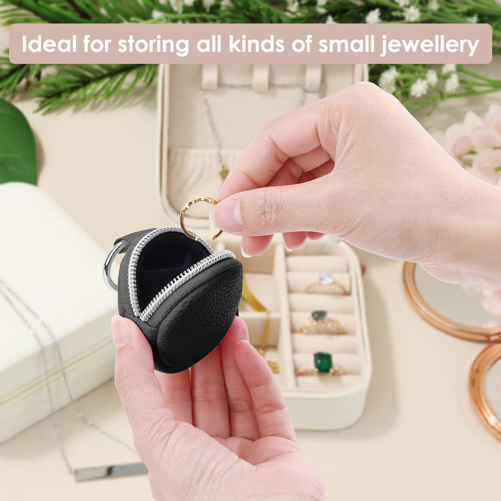 New Cross-Border High-End Ring Storage Keychain Travel Ring Storage Bag Anti-Lost Ring Storage Key Bag