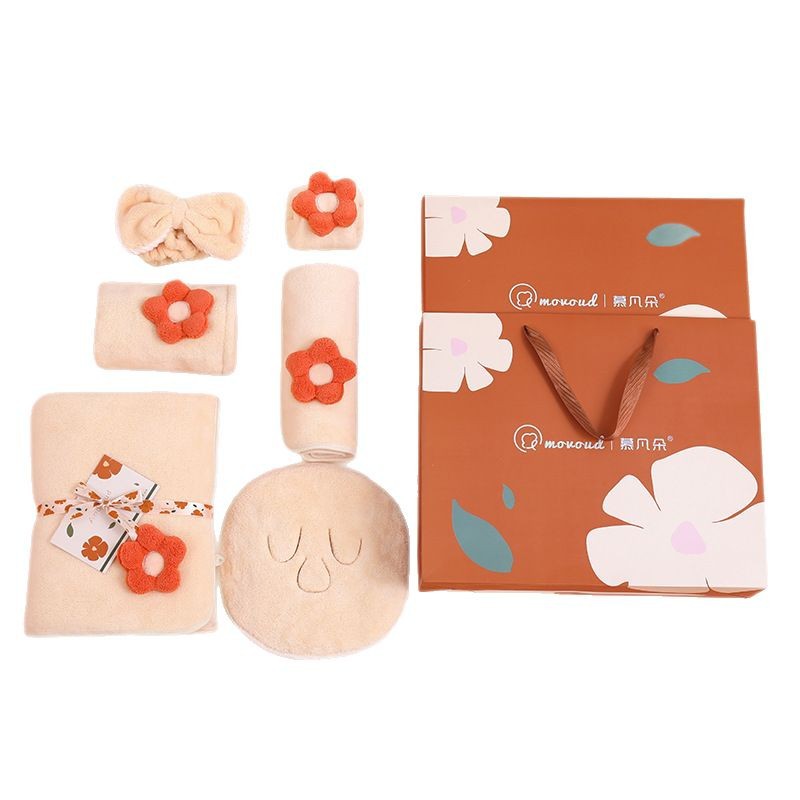 Mu Fanduo New Sunflower Coral Fleece Towel Bath Towel suit Gift Box Set of Three Gifts Company Gifts