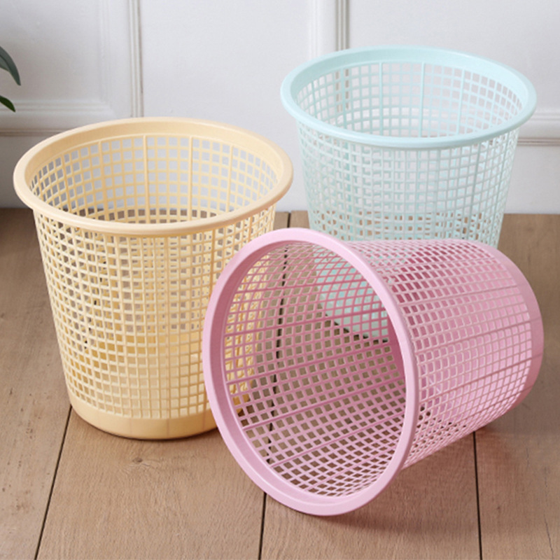 Wholesale Simple Household Hollow Trash Can Plastic Pressure-Free Paper Basket Simple Kitchen Bathroom Storage Bucket