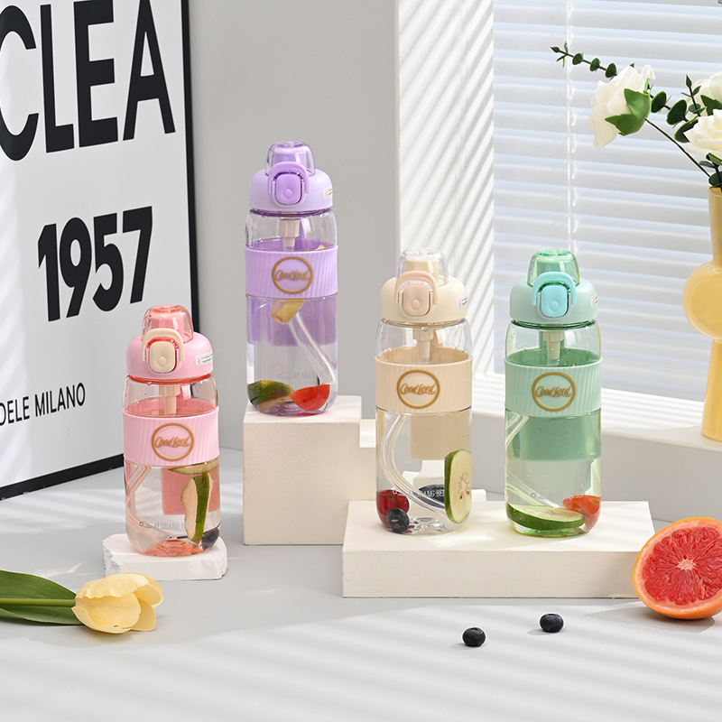 Стильный портативный стакан для воды с соломкой, большой объем, устойчивая к высоким температурам, для студентов и школьников