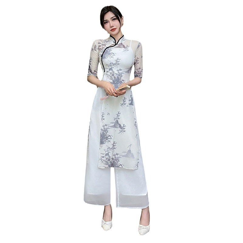 Improved cheongsam dress beautician work clothes health care foot massage pedicure technician clothes suit female 2024 New 1377