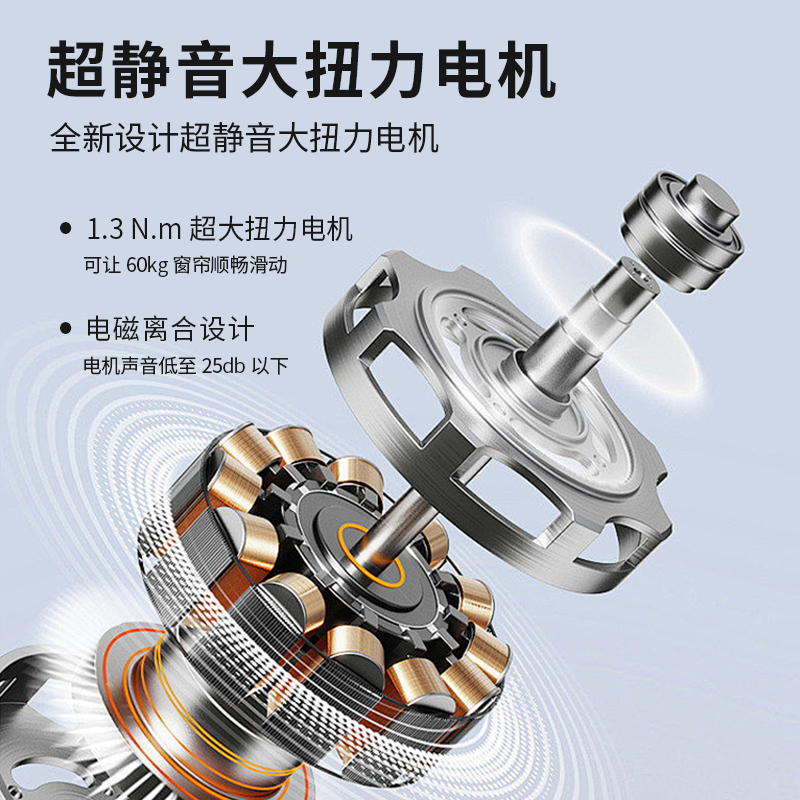 Electric Curtain Track with Intelligent Dimmable Ambient Lighting for Balcony and Bedroom, Blackout Curtains with Voice Control for Living Room