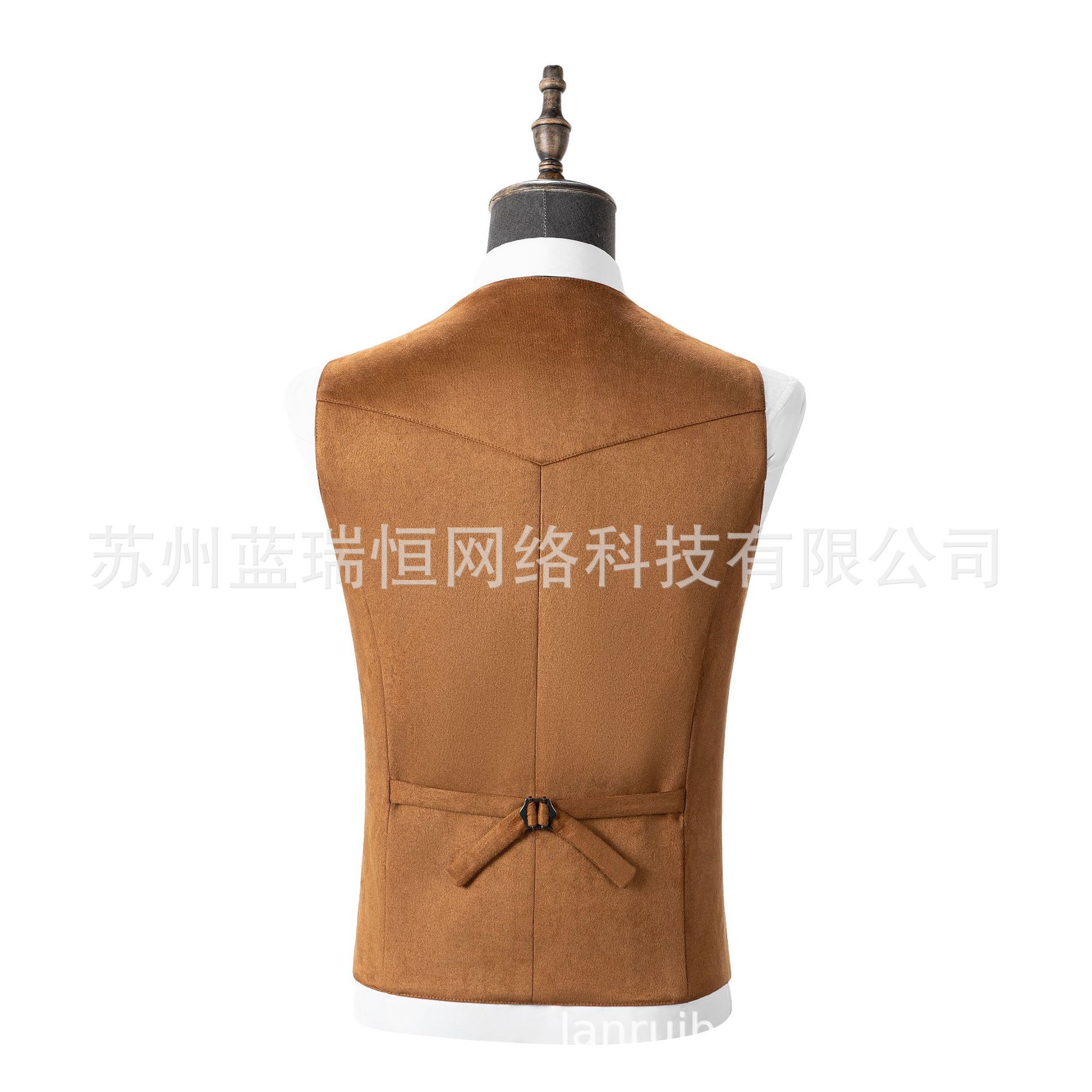 Cross-Border Hot-Selling Men's Suit Vest Metal Buckle Suede Vest Business Regular Slim Vest Manufacturer Ready Stock