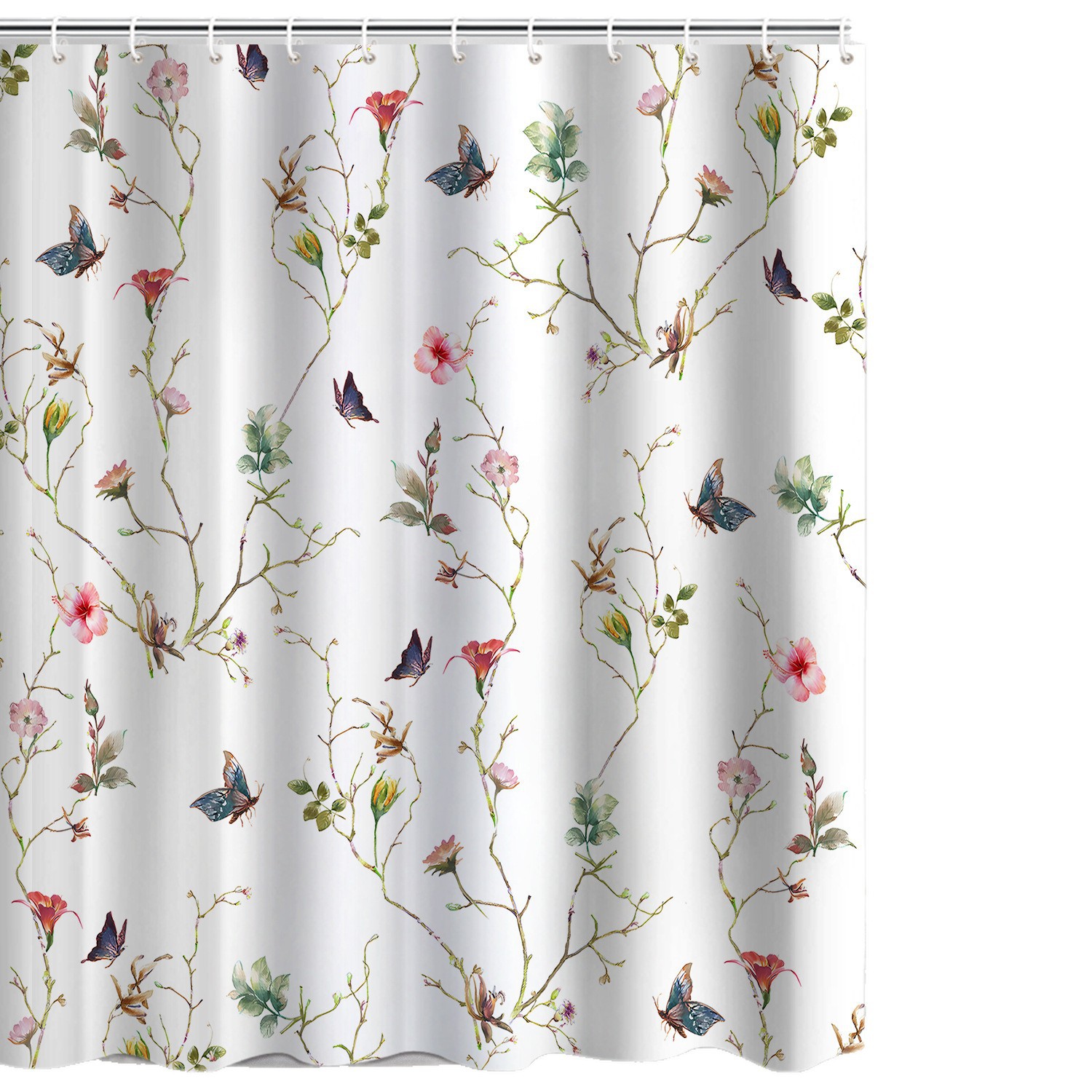 Waterproof Shower Curtain Amazon Explosion 3D Printing Tropical Jungle Plant Leaf Flower Season Polyester Shower Curtain with Hook