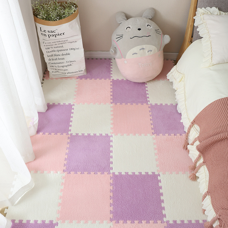 Living room bedroom full carpet suede stitching floor mat thickened soundproof climbing mat washable household puzzle carpet