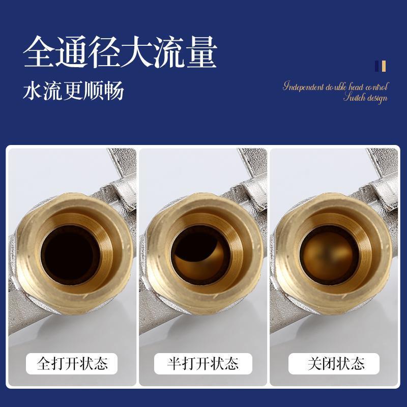 All copper large flow triangle valve spherical all-through switch toilet water heater cold and hot water stop valve 4 points 6 points angle valve