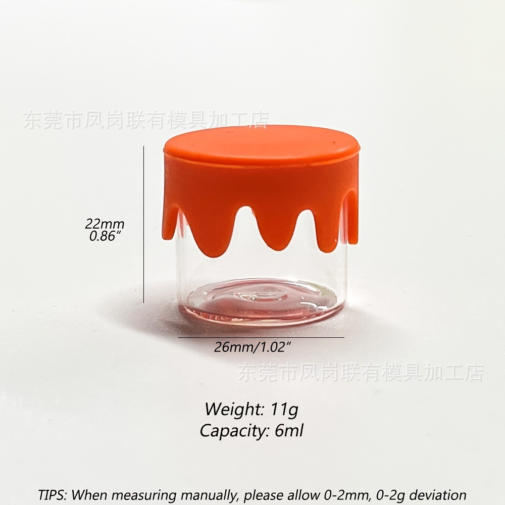 Factory in stock canned 6ML mini spice glass bottle, glass with silicone lid sealed container 35/