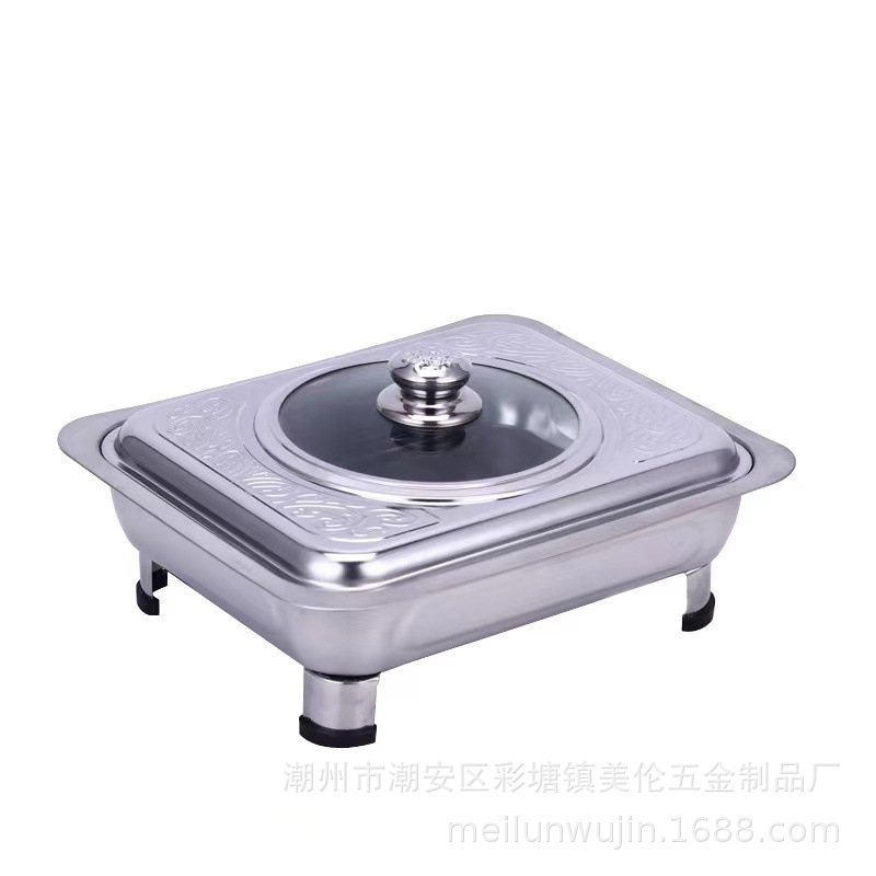 Factory Direct Sales Alcohol Stove Cross-Border African Trade Stainless Steel Four-Legged Stove with Cover Removable Square Buffet Stove