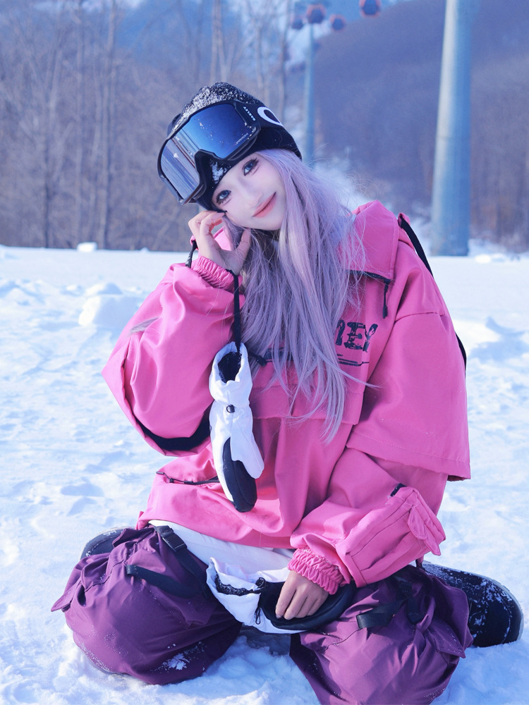 Ice Degree Outdoor Couple Sports Charge Hooded Sweatshirt Ski suit Violet American Snow Wear Pants