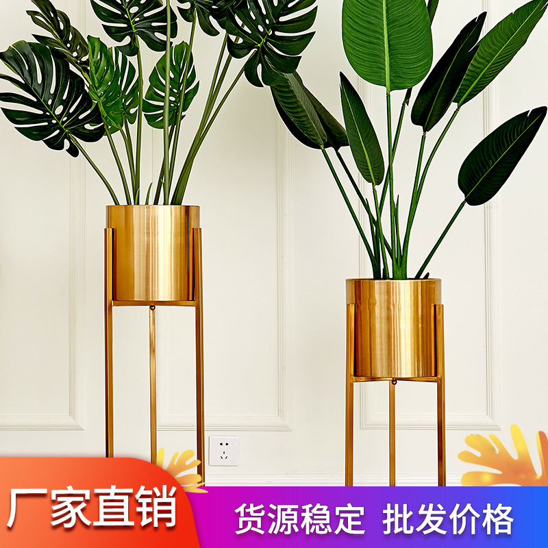 Cross-Border Metal Light Luxury Floor-Standing Ornaments High-End Creative Living Room Home Tv Cabinet Sofa Decorative Vase Wholesale