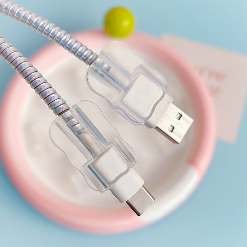 Suitable for Apple and Android Mobile Phone Data Cable Protective Cover Wave Cable Bite Device Charging Cable Anti-Break Cable Bite Clip