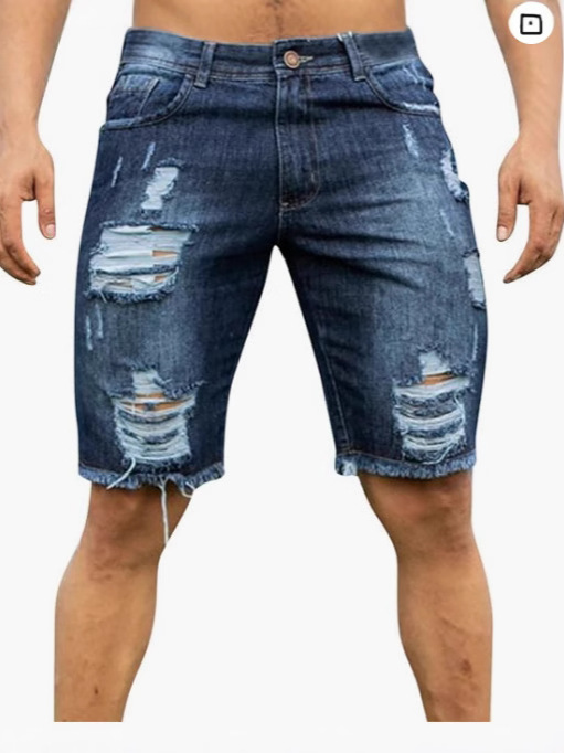 European and American Foreign Trade Cross-Border Goods Slim Fit Ripped Jeans Men's Quarter Pants Men's Fashion Brand