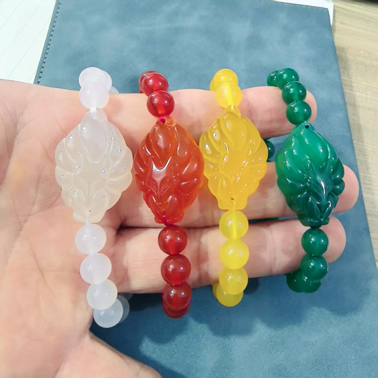 Халцедон Лиса, экспорт из Вьетнама, браслет с девятихвостой лисой из нефрита зеленого цвета