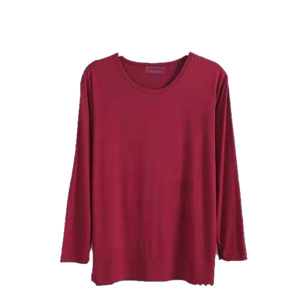 Modal Men's Spring, Autumn, and Summer Long-Sleeve Round Neck Thin Base Shirt for Middle-Aged and Elderly Dads 150kg Wearable Wholesale