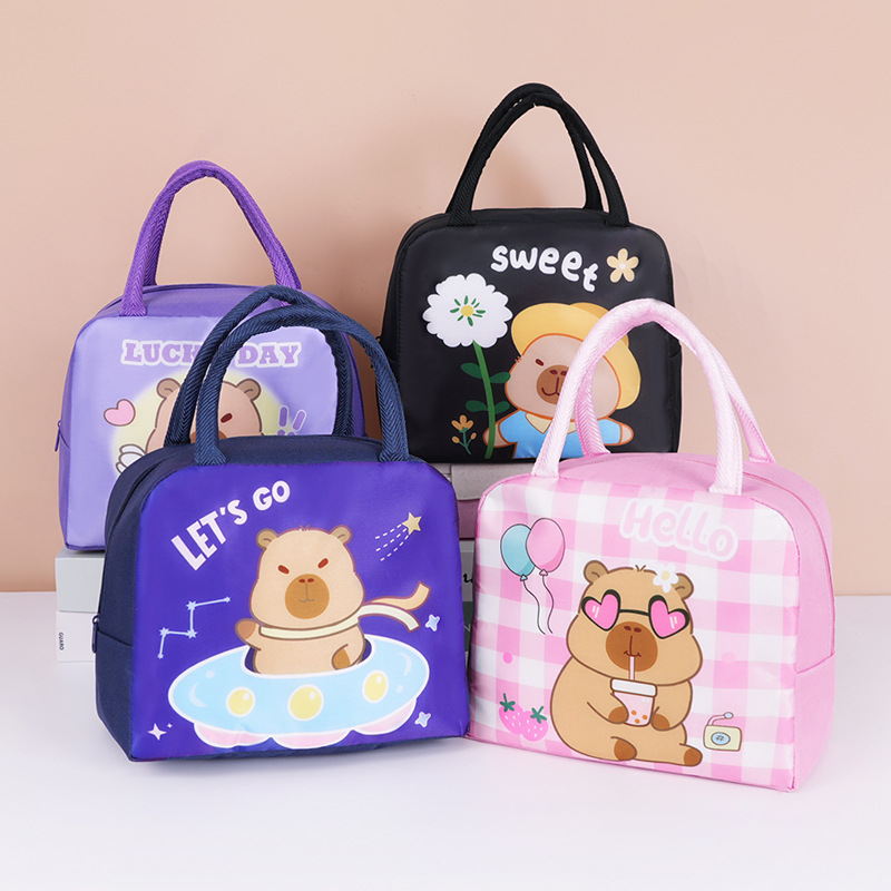 New Fun Capybara Cute Cartoon Lunch Box Bag for Office workers Cartoon Lunch Bag Children's Portable Lunch Bag