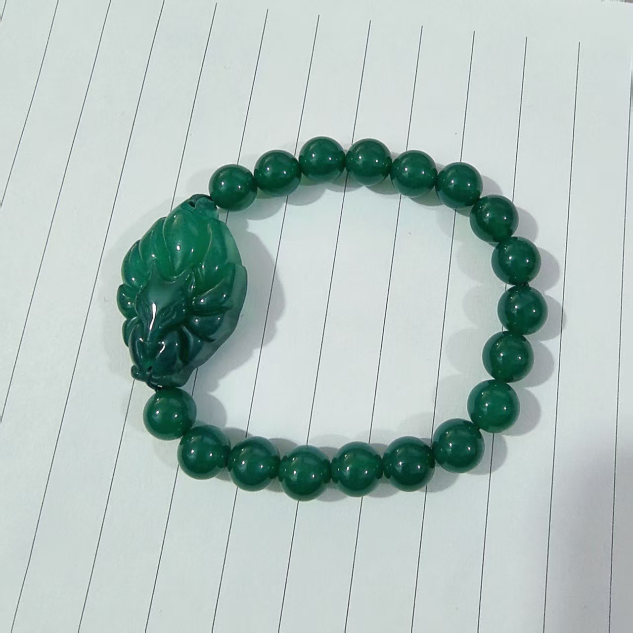 Chalcedony Fox Foreign Trade Vietnam Agate Chalcedony Fox Nine-Tailed Fox Bracelet Fox Bracelet Jade Green Fox