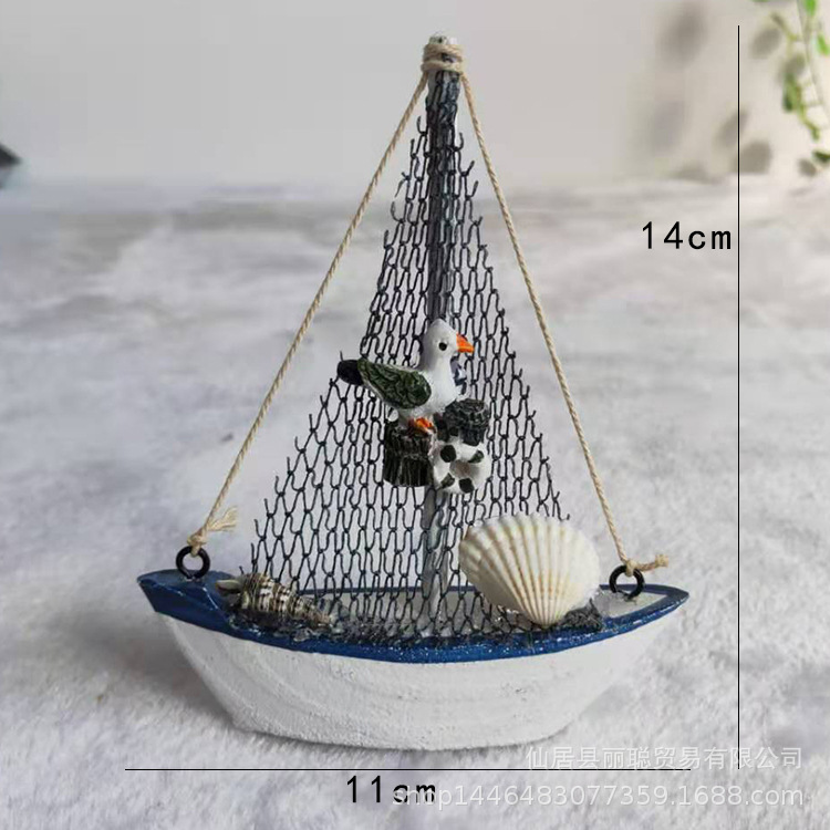 Mediterranean style 14cm boat sailboat model handmade creative home decoration ornaments