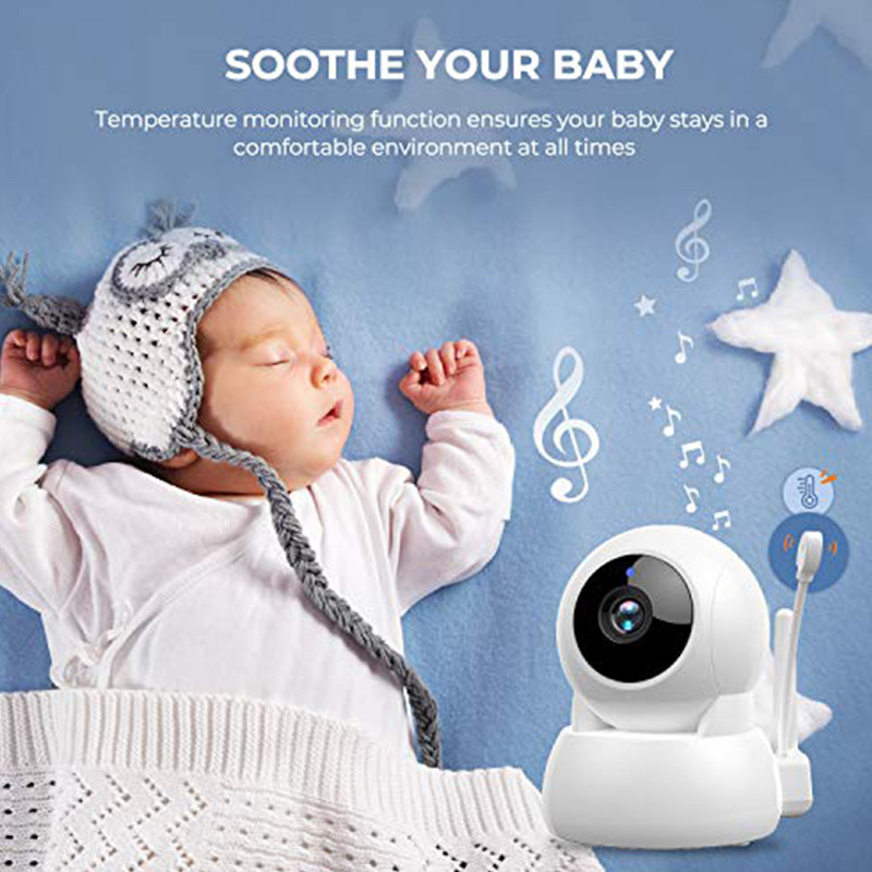 Foreign Trade Custom-Made 5inch Quasi-High-Definition Multifunctional Oversized Battery Baby Monitor with Shaking Head Baby Monito