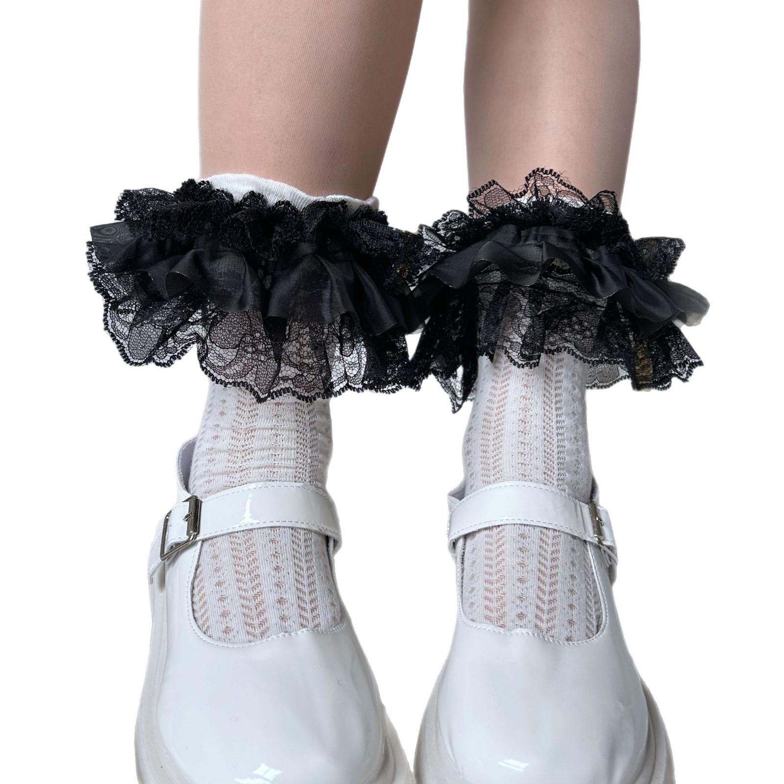 Lady Cute Three-layer Lace Lace Socks Japanese Style Cuff Lace Cake Mesh Socks Lolita Leg Cover