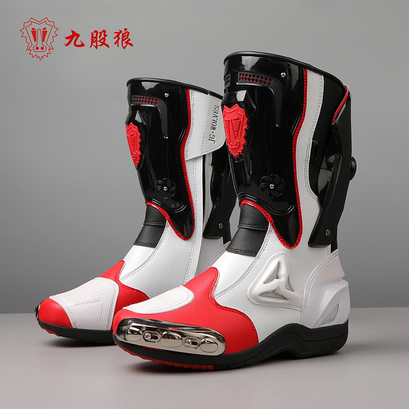 Jg Wolves/Nine-Strand Wolf Professional Motorcycle Cycling Boots Road Track Racing Sports Protective Shoes Motorcycle Shoes
