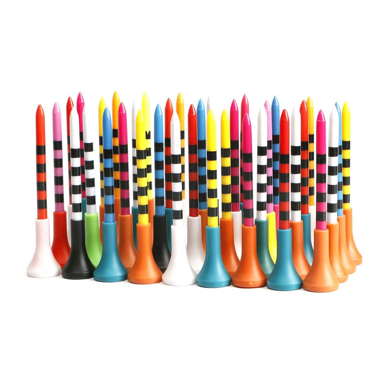 New golf nail TEE plastic TEE soft rubber sleeve striped ball nail length color ball drag 70mm/83mm