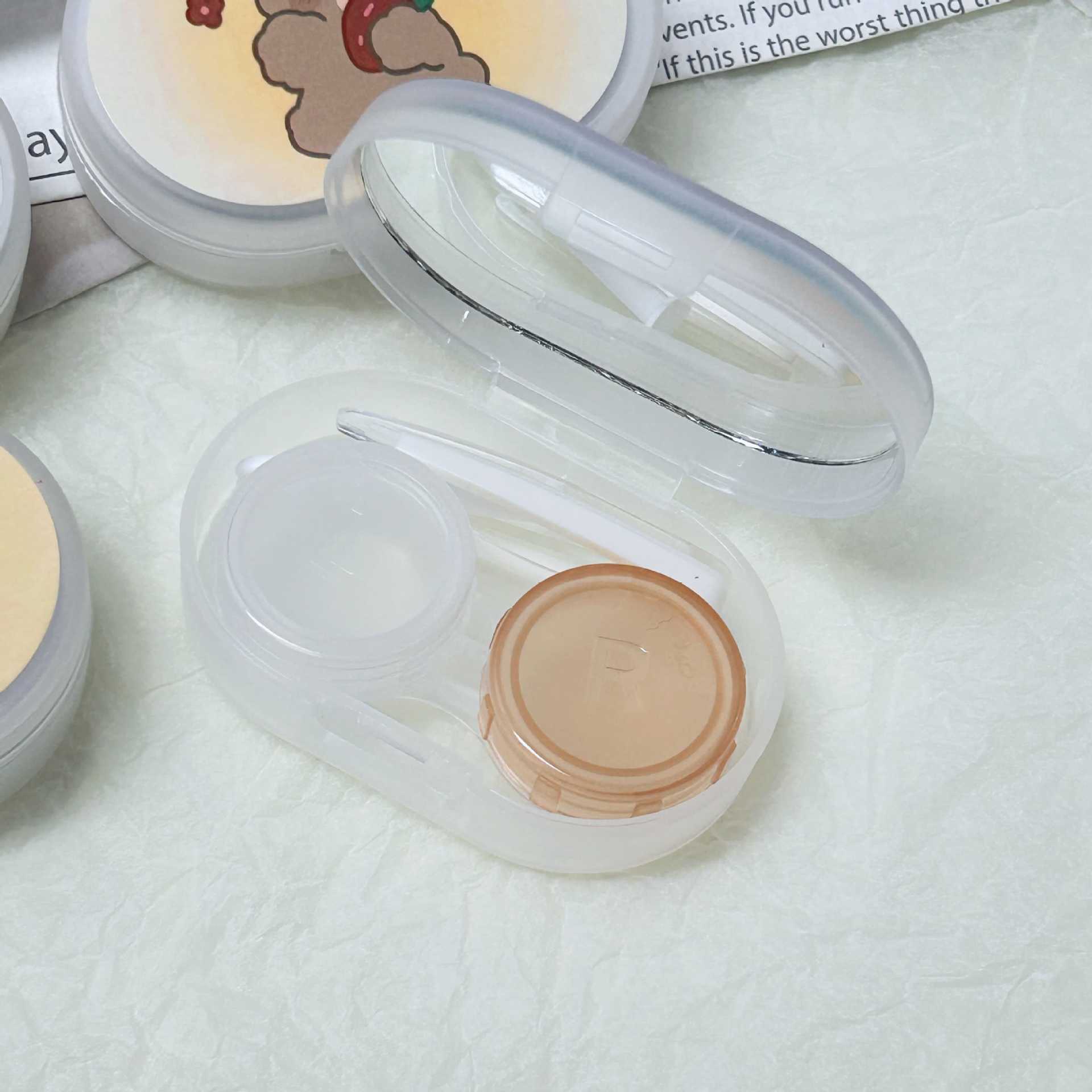 New Cute Cartoon Contact Lens Box Companion Box Double Box Contact Lens Box Tweezers Small Stick Portable Compact 1015