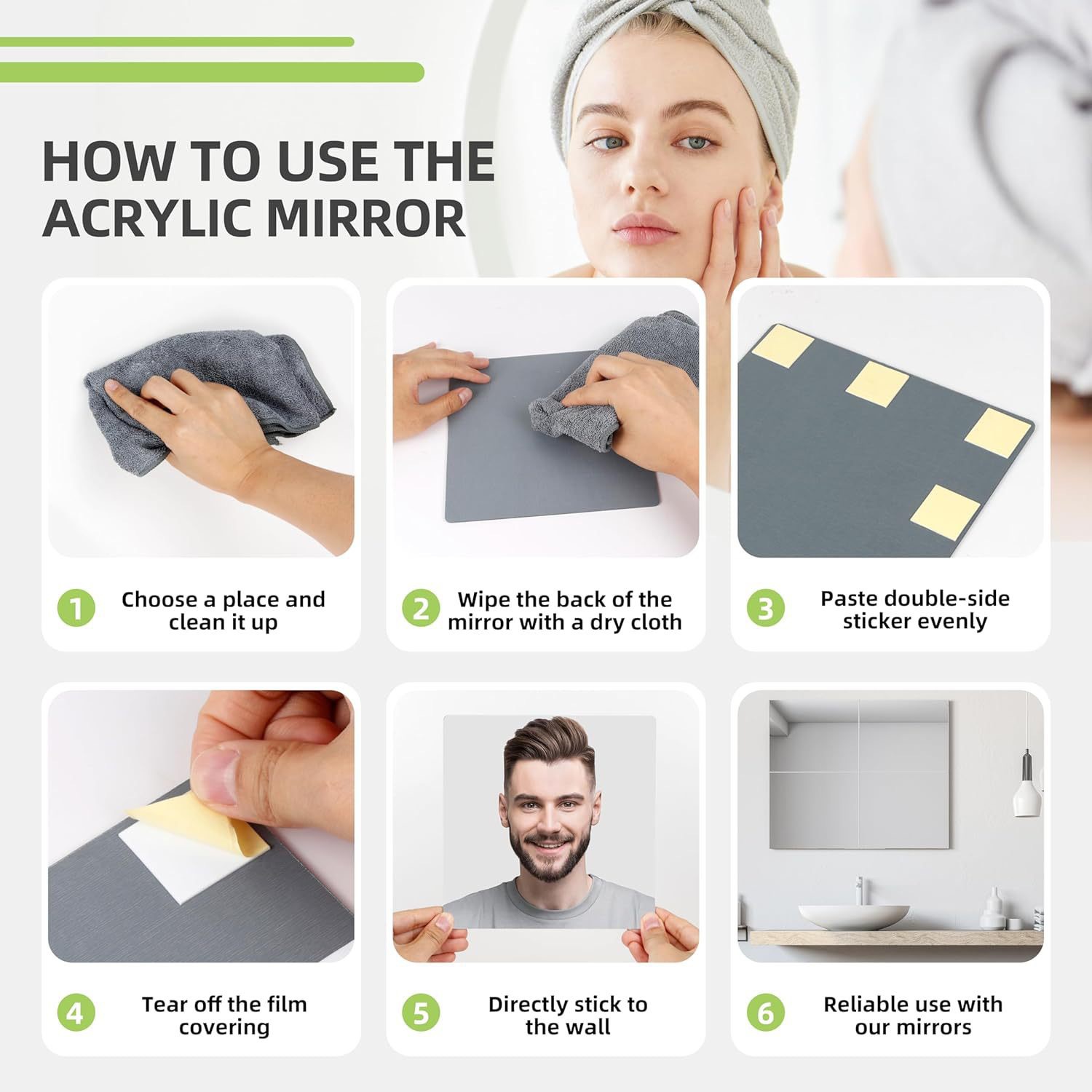 Cross-Border Popular Acrylic Mirror Wall Stickers Self-Adhesive Full-Body Mirror Bedroom Dormitory Dressing Mirror Stickers Self-Adhesive Soft Mirror