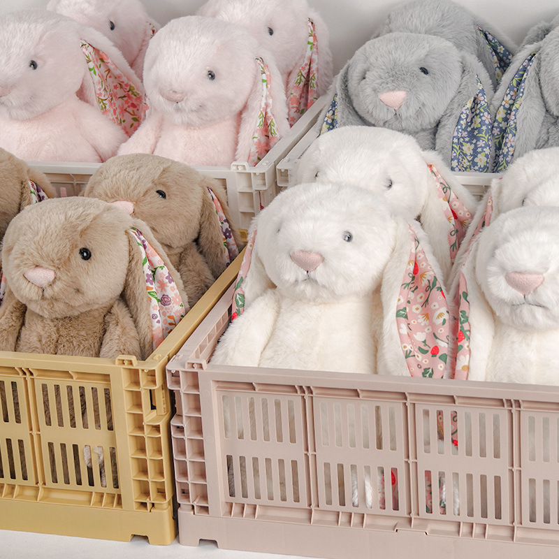 British Jc Floral Rabbit Cute Plush Toy Children's Shy Milky White Rabbit Doll Comfort Doll Gift