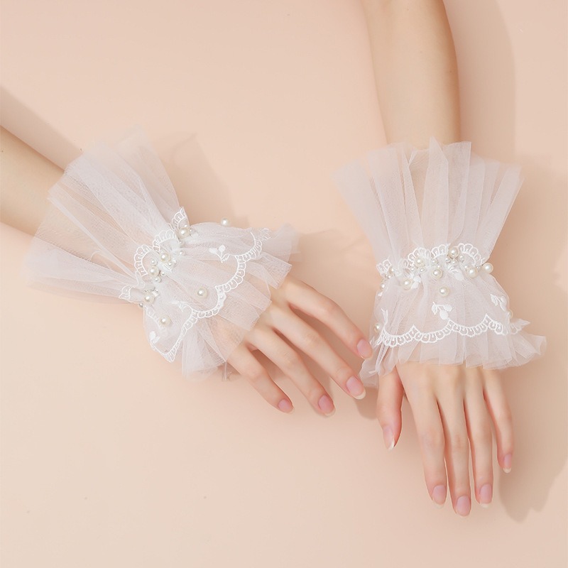 Bridal Wedding Dress Decoration Small Sleeve Bridal Bridesmaid Wedding Gloves Lace Short Beautiful Sleeve Mesh Gloves
