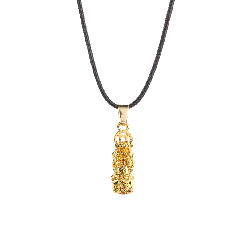 Gold-plated brave pendant exquisite small gift gold leather necklace pendant wholesale Yiwu Commodity